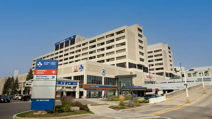 Exterior of The Ottawa Hospital General Campus on Smyth Road.