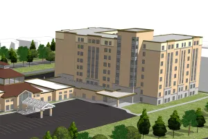 An artistic rendering of The Village of Riverbank Terrace.