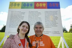 Original artwork by Simon Brascoupé and Mairi Brascoupé presented at the land acknowledgement ceremony for the new Civic development