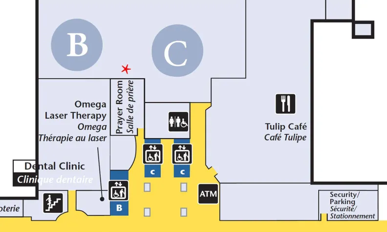 Carte de la salle de prière du Campus Civic de L’Hôpital d’Ottawa 