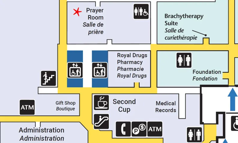 Carte de la salle de prière du Campus Général de L’Hôpital d’Ottawa.