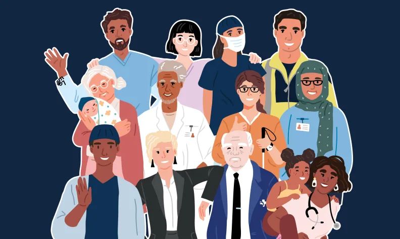 Illustration of group of people work in the hospital